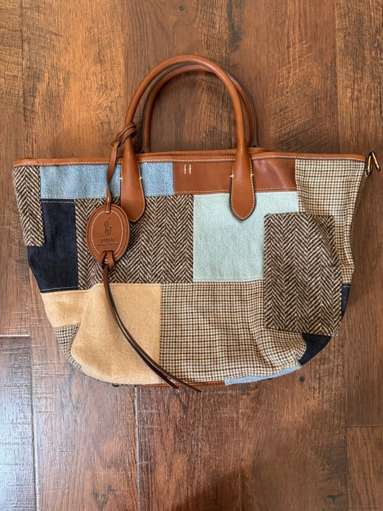 RALPH LAUREN Polo tweed and leather tote, one size, NWOT - Picture 4 of 16